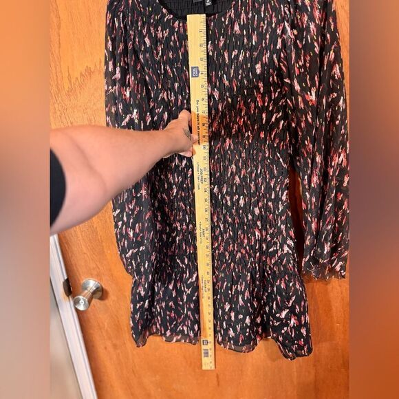 Lulus Smocked Balloon Sleeve Dress Multicolor Print Size M - Picture 7 of 9